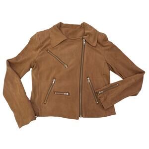 VICI Collection Womens Size Medium Faux Suede Moto Jacket Camel Color Mob Wife